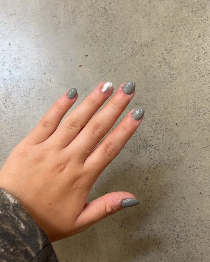 Silver ombre manicure done at Diamond Nails